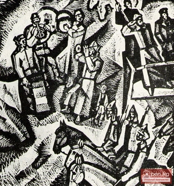 The Gift of Yevgeny Gennadievich Kuzovkin in Black-and-White Linocut