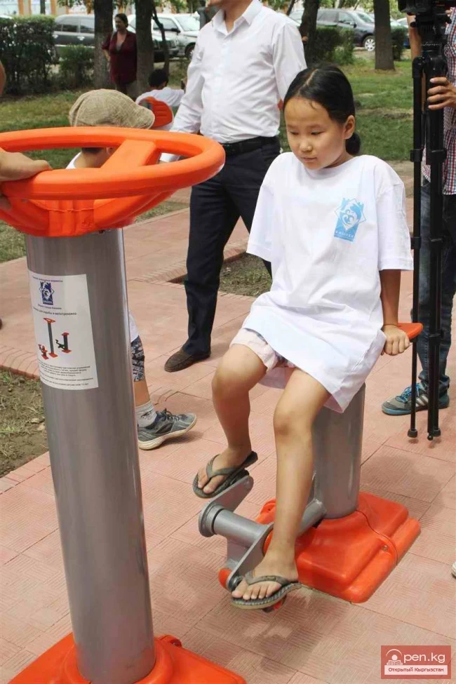 Street exercise equipment in Bishkek