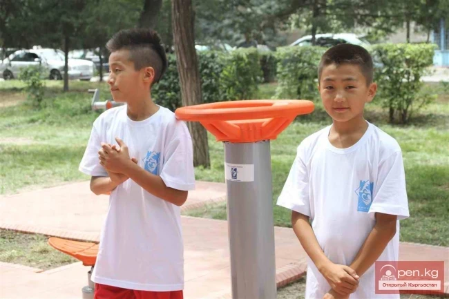 Street exercise equipment in Bishkek