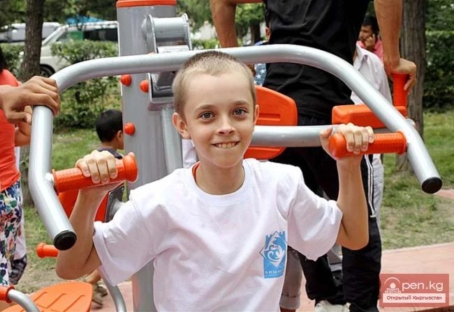 Street exercise equipment in Bishkek