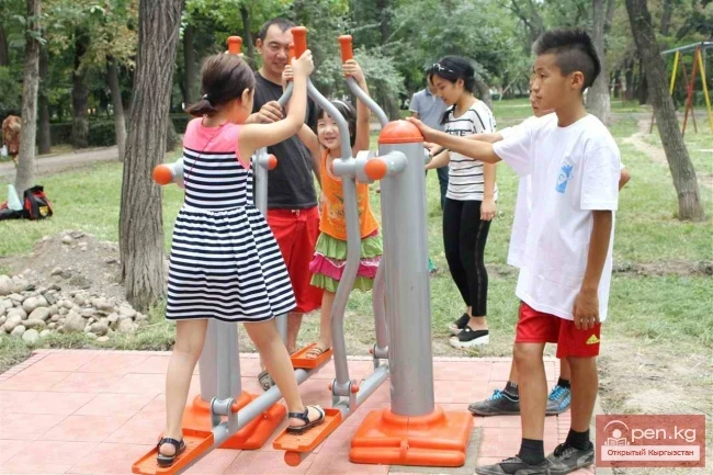 Street exercise equipment in Bishkek