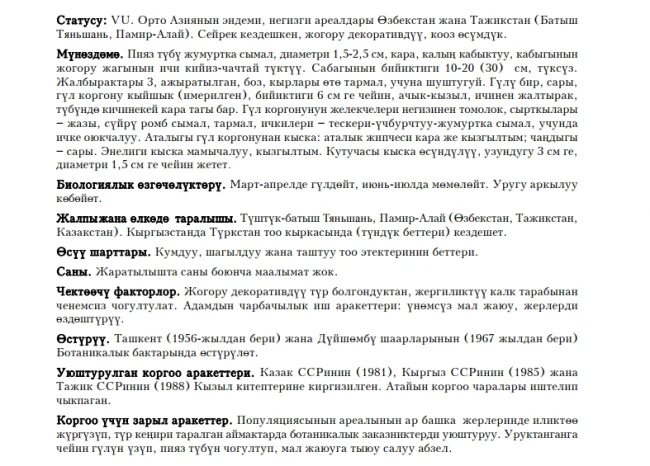 Korolkov’s Tulip, shiny / Тюльпан Королькова, блестящий / Корольков мандалагы, жалтырак мандалак
