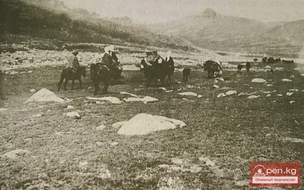 Кочевниктер жаңы жайытка көчүп жатышат. 1932-жыл.