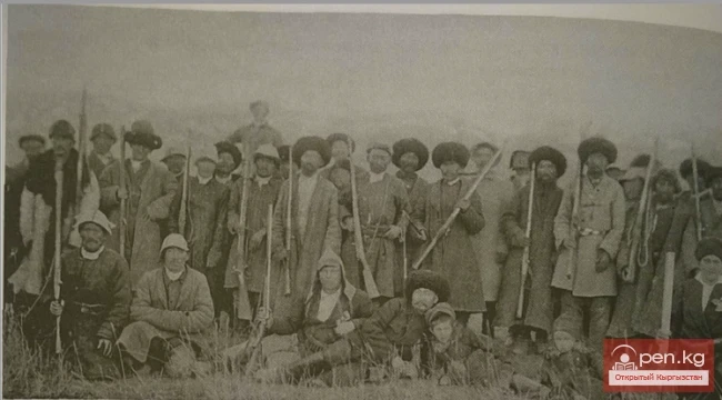 Group of Hunters. Mountain Semirechye, Kyrgyzstan. 1926.