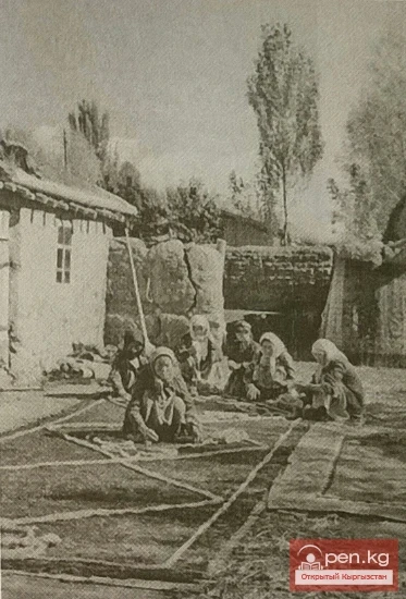 The title translates to "Koshmovalyanie among the Kyrgyz."