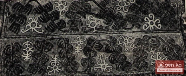  Жүн менен тигилген «джабык баш» кийиз полоса (швы «ильме», «ильмедос»), Алай өрөөнү.