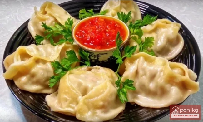 Manti - a traditional Central Asian dish of the Kyrgyz people