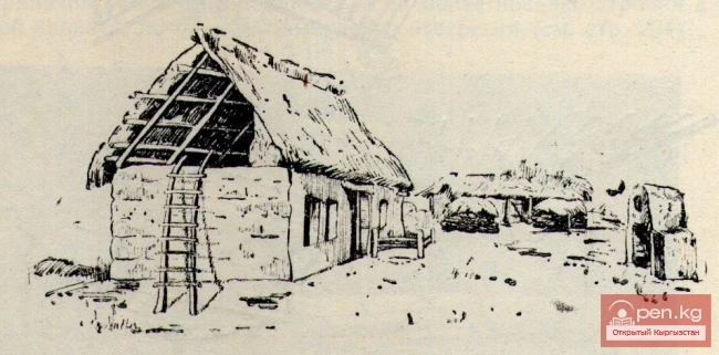 Дом с высокой двускатной кровлей. Алайский р-н.