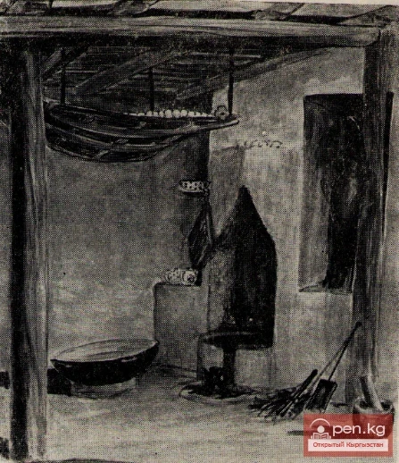 Печь-камин в кыргызских домах