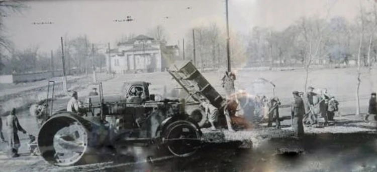 Road Construction in the City of Frunze in the 1950s