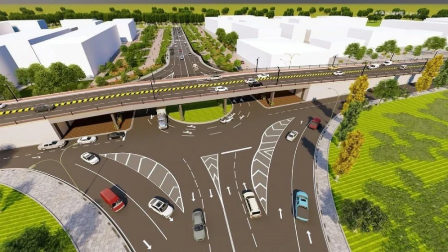 В Оше начали строительство двухуровневой дорожной развязки