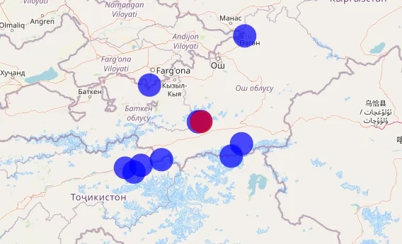 An earthquake has been recorded in Kyrgyzstan