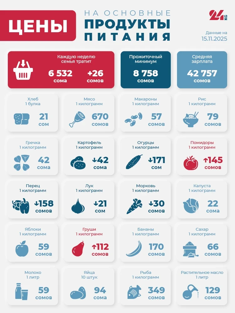 Bishkek's Grocery Basket as of November 15. How Prices Changed Over the Week