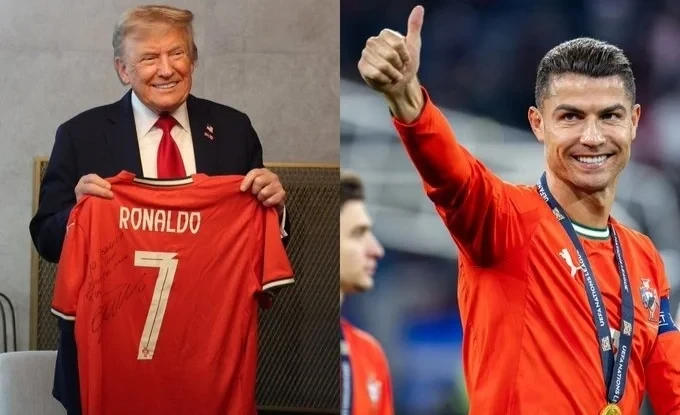 Ronaldo attended a dinner at the White House and met Trump's son