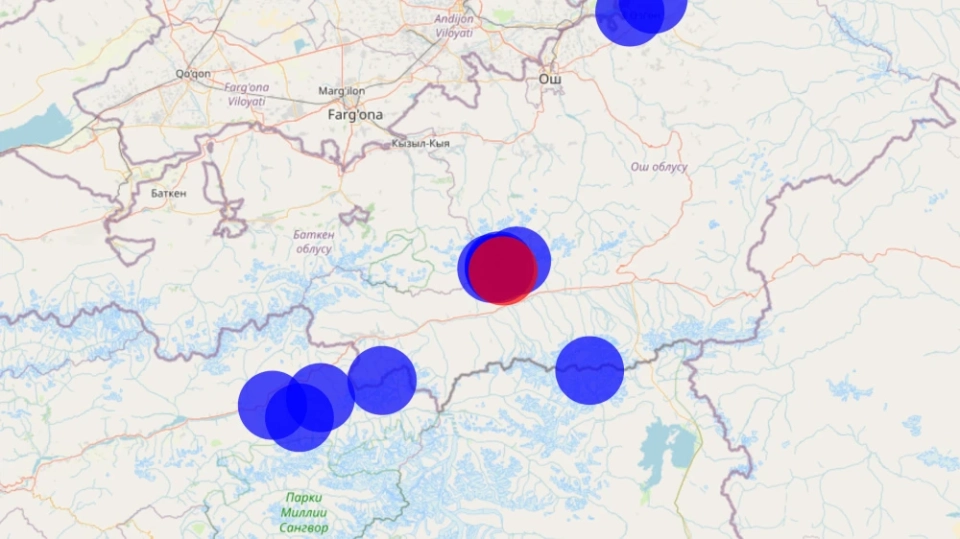 В Ошской области зафиксировано землетрясение