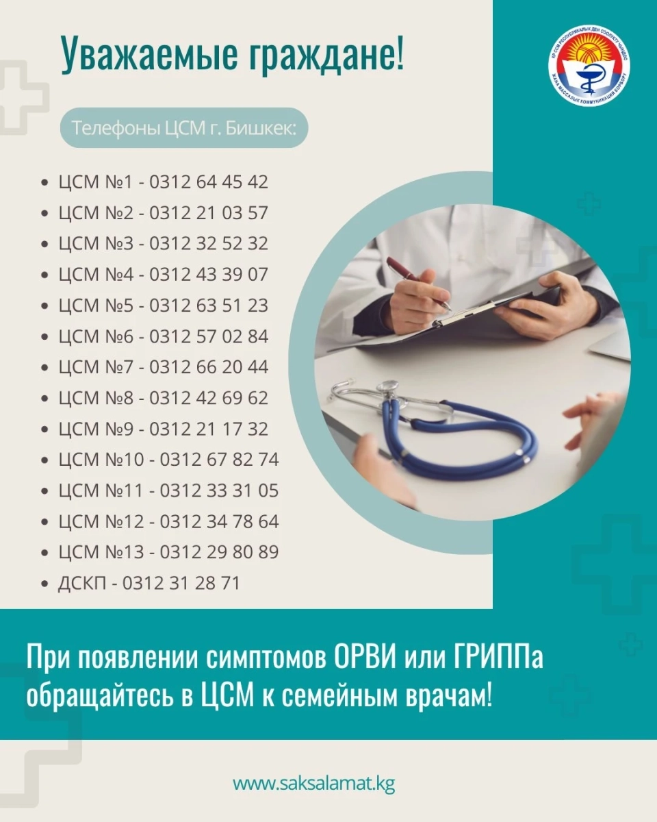 Increase in ARVI and influenza. Contacts of family medicine centers in Bishkek