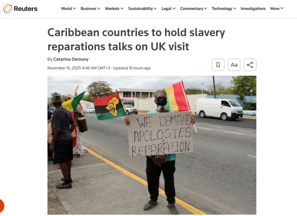 Caribbean and African countries demand reparations from Britain for slavery