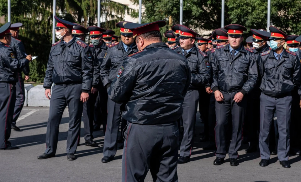 Police officers are on heightened duty during the CSTO meetings in Bishkek