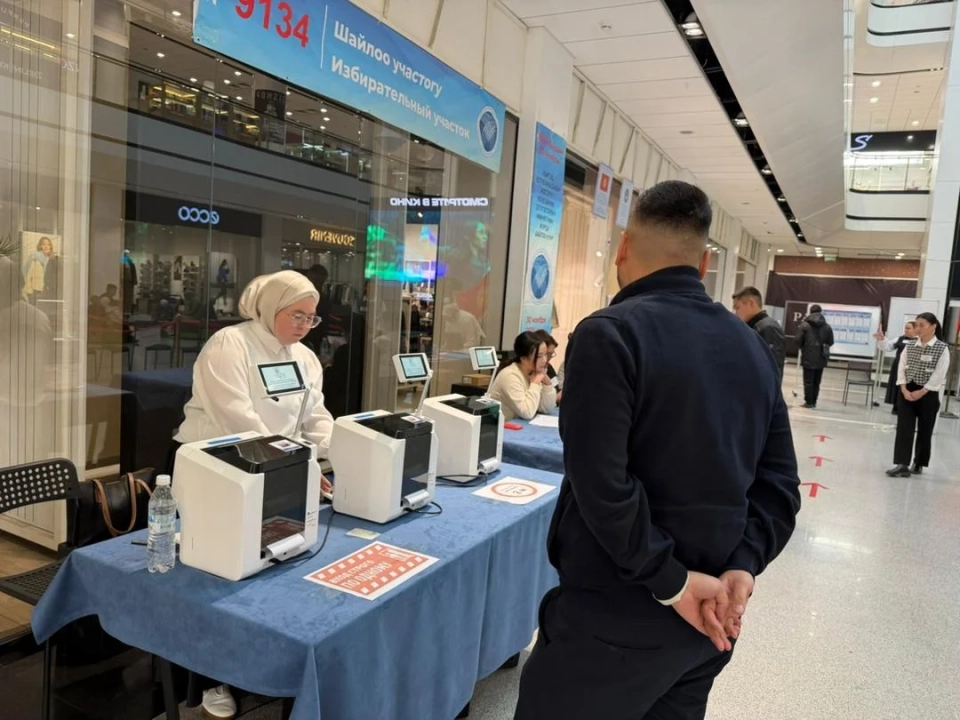 How Voting Takes Place at the Polling Station in the Dordoi Plaza Shopping Center in Bishkek