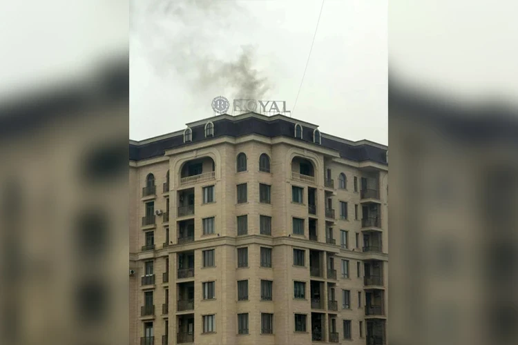 Firefighters were unable to reach the residential complex due to roadblocks on Aitmatov.