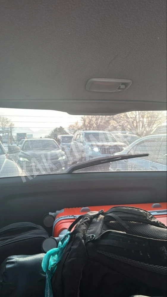 A multi-kilometer traffic jam at Kordai Pass. Cars have been standing since morning