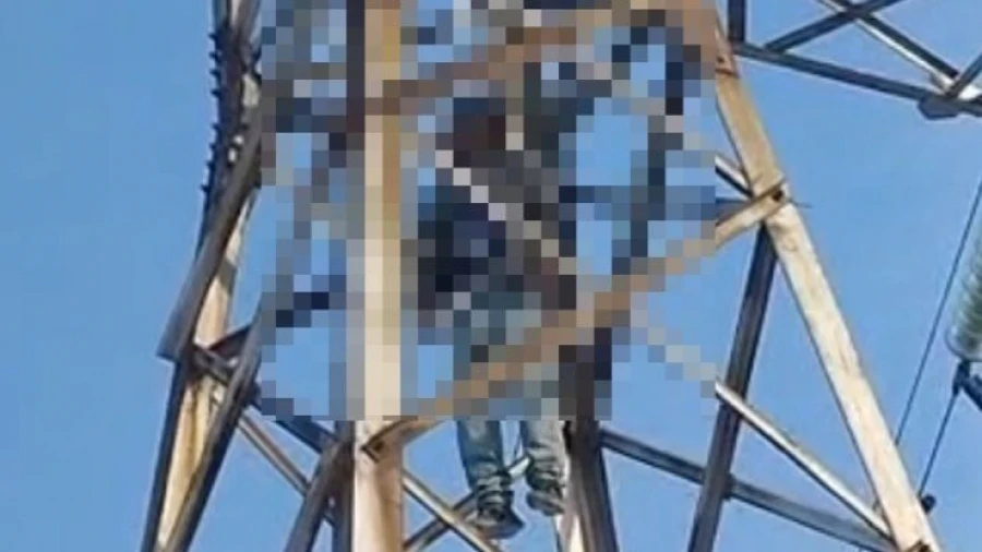 In Bishkek, a man hanged himself on a power line pole