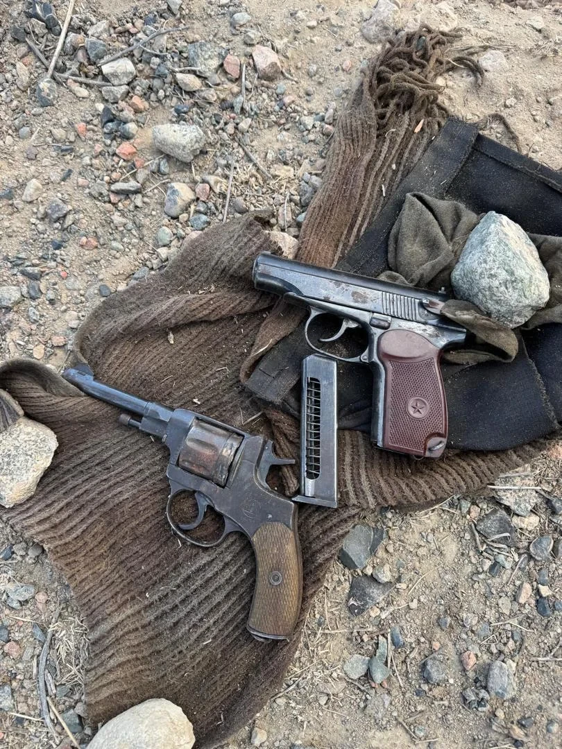 A stash of firearms discovered on the outskirts of Balykchy