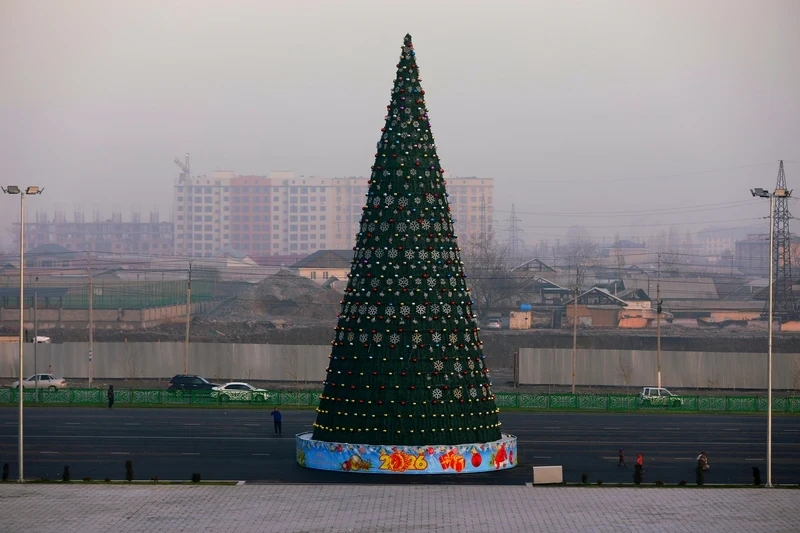 A New Year tree has been installed at Azattyk Square in Manas