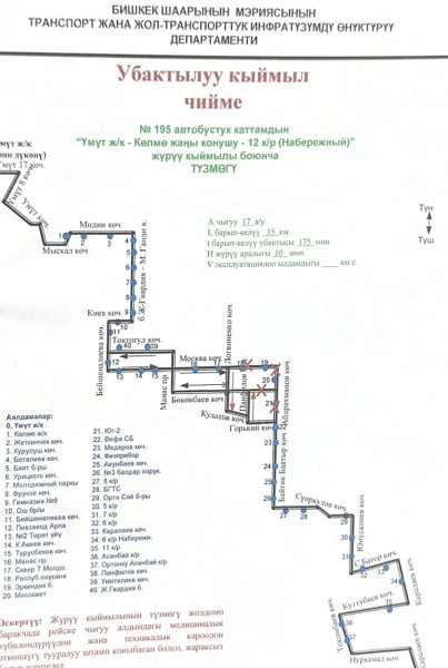 In Bishkek, the traffic scheme for bus route No. 195 has been changed.