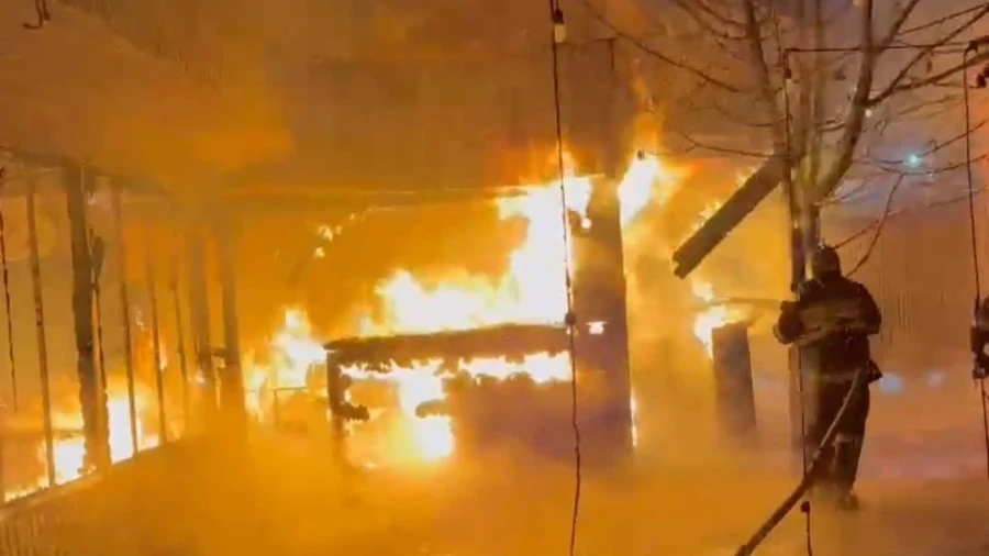 In the village of Kok-Djar, the café "Baibol" burned down