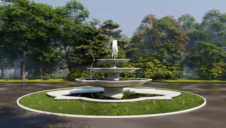 The reconstruction of the fountain in Oak Park is underway in Bishkek. Project sketches