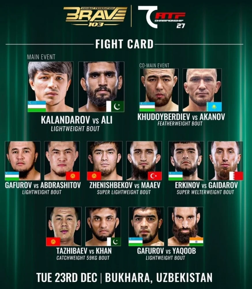 Kyrgyzstan will present three fighters at the international tournament BRAVE CF 103