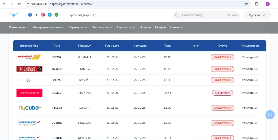 Manas Airport Again Not Accepting Flights