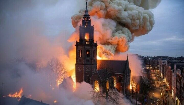 In Amsterdam, a 150-year-old church completely burned down on New Year's Eve