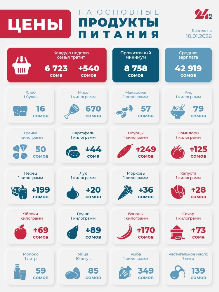 Bishkek's Grocery Basket as of January 10. What Has Increased in Price the Most