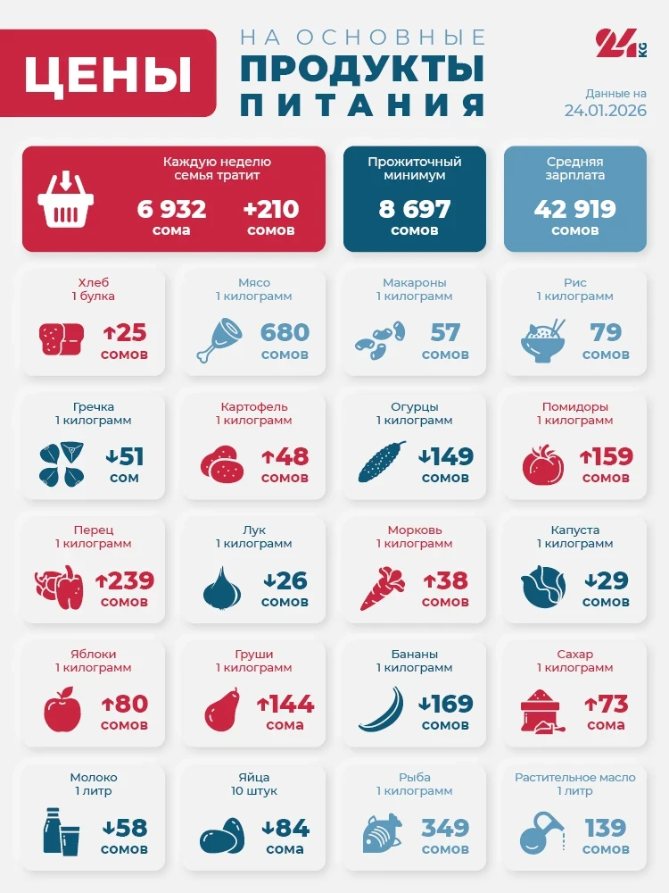 Bishkek's Grocery Basket on January 24. What Has Increased the Most in Price