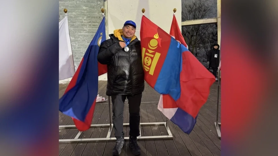 Saikhanjargal Otgonbayar won silver at the Ice Climbing World Cup