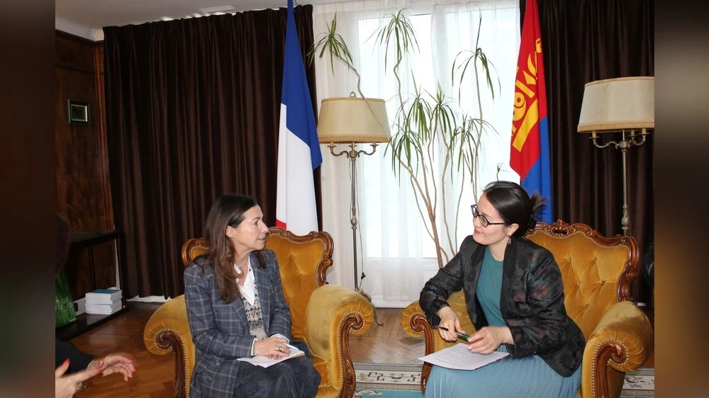 The Permanent Representative of Mongolia to UNESCO received the President of ICOMOS, Teresa Patricio.