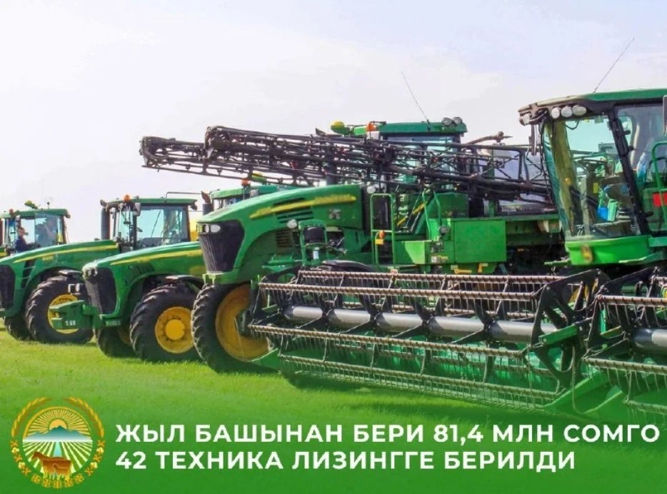 Кыргызстандын фермерлери лизинг аркылуу дээрлик 10 миң бирдик атайын техниканы алышты