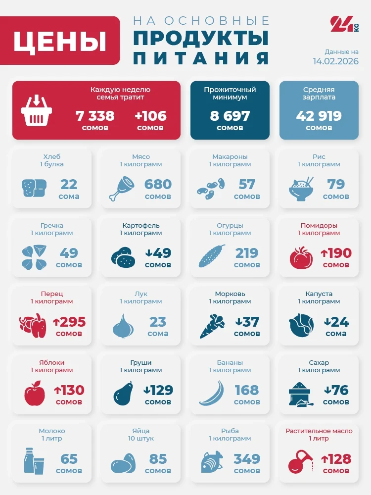 Bishkek's Grocery Basket for February 14. What Has Increased in Price the Most