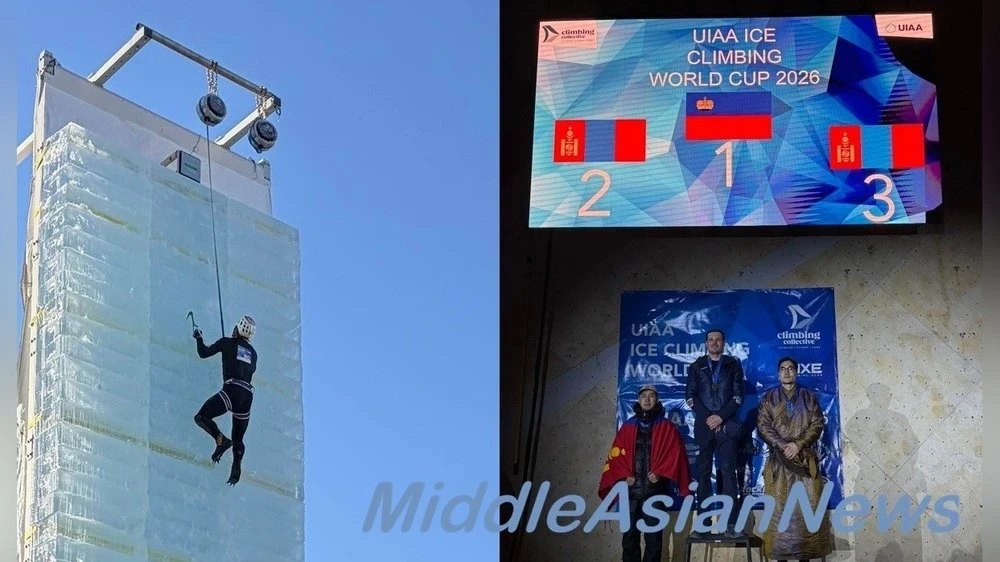Mongolia won silver and bronze at the Ice Climbing World Cup in the USA. Video