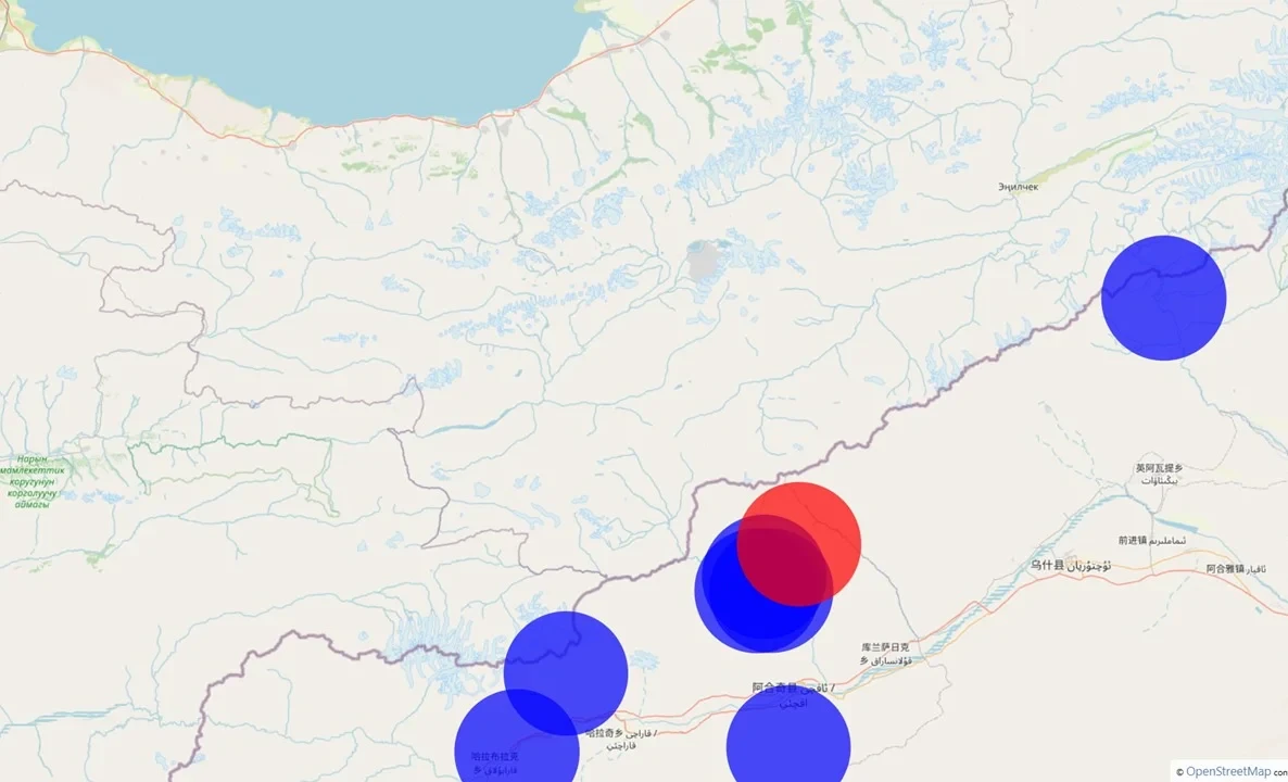 Earthquakes with a magnitude of 3.5 recorded at the border of Kyrgyzstan and China