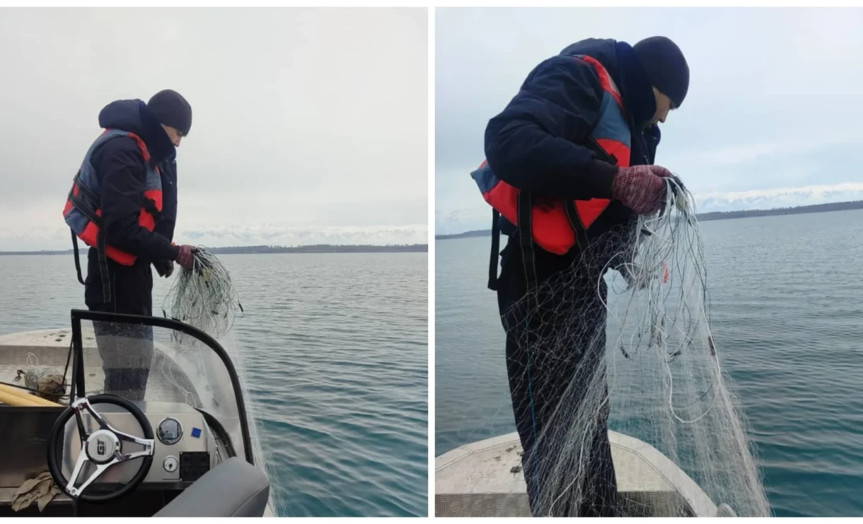 400 Meters of Illegal Nets Extracted from Lake Issyk-Kul
