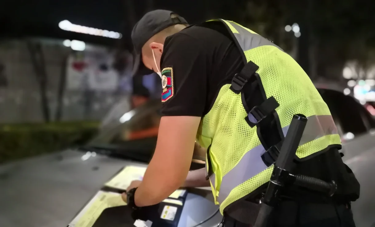 In Bishkek, a driver was fined for driving on the sidewalk